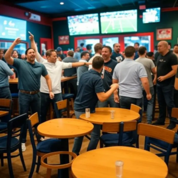 Kibice oglądający mecz na dużym ekranie w PLCityClub