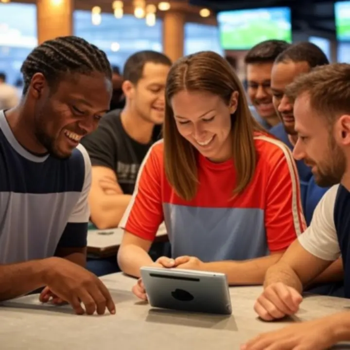 Kibice rezerwujący stolik w sportowym barze przed transmisją meczu