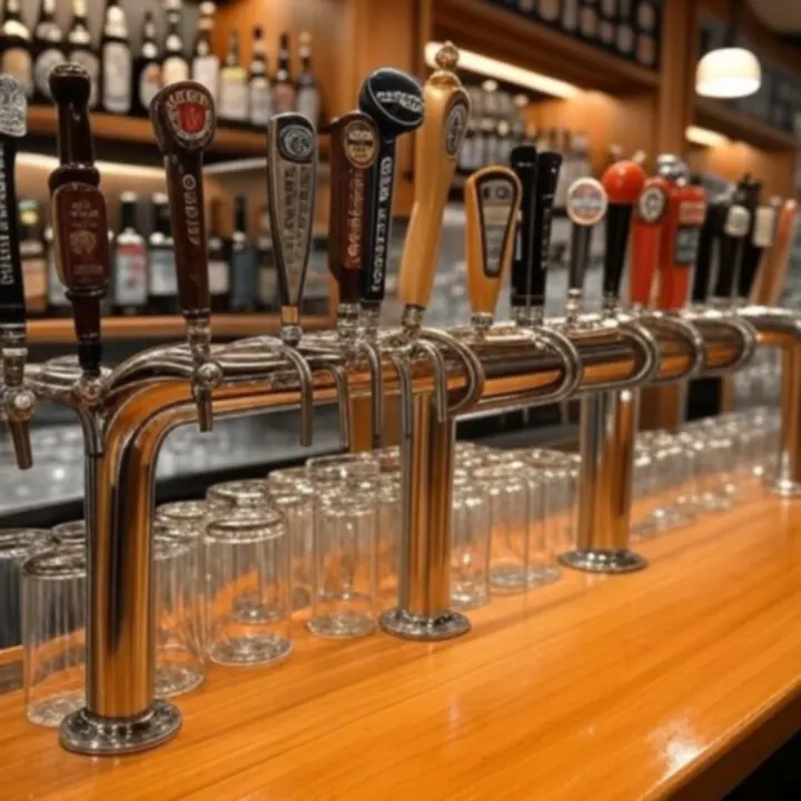 Krany z piwem kraftowym w barze