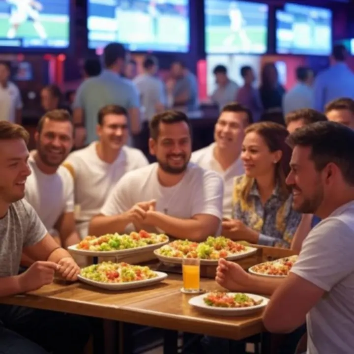 Stół pełen przekąsek barowych podczas oglądania meczu